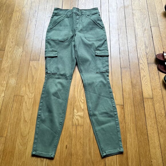 Spanx Size M Sage Green Cotton Rayon Blend Stretch Twill Ankle Cargo Pants - Picture 9 of 16